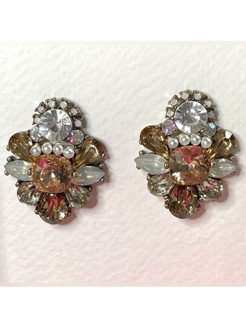Statement Earrings Pierced multicolor faux gem pearl wedding date pastel evening